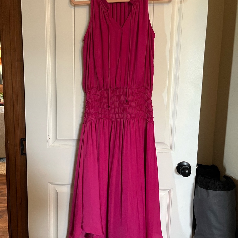 White House Black Market Pink V-Neck Sleeveless Sundress